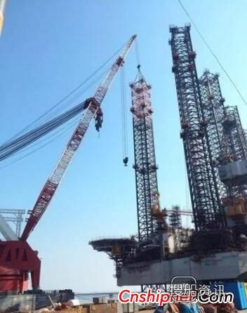 大连中远船务自升式钻井平台完成桩腿接桩工程
