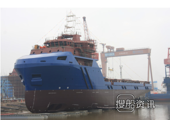 航通船业1艘80米海洋平台供应船下水