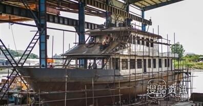 杭州钱航船舶38米的公务船主体建成