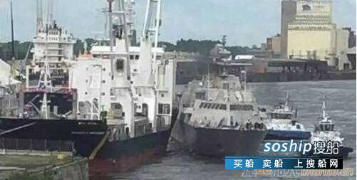美国海军一艘濒海战斗舰撞上一艘加拿大货船