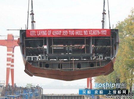 镇江船厂建造“益拖104”顺利搭载