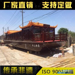 山东德州木船厂出售画舫船大型16米水上餐饮住宿宾馆船