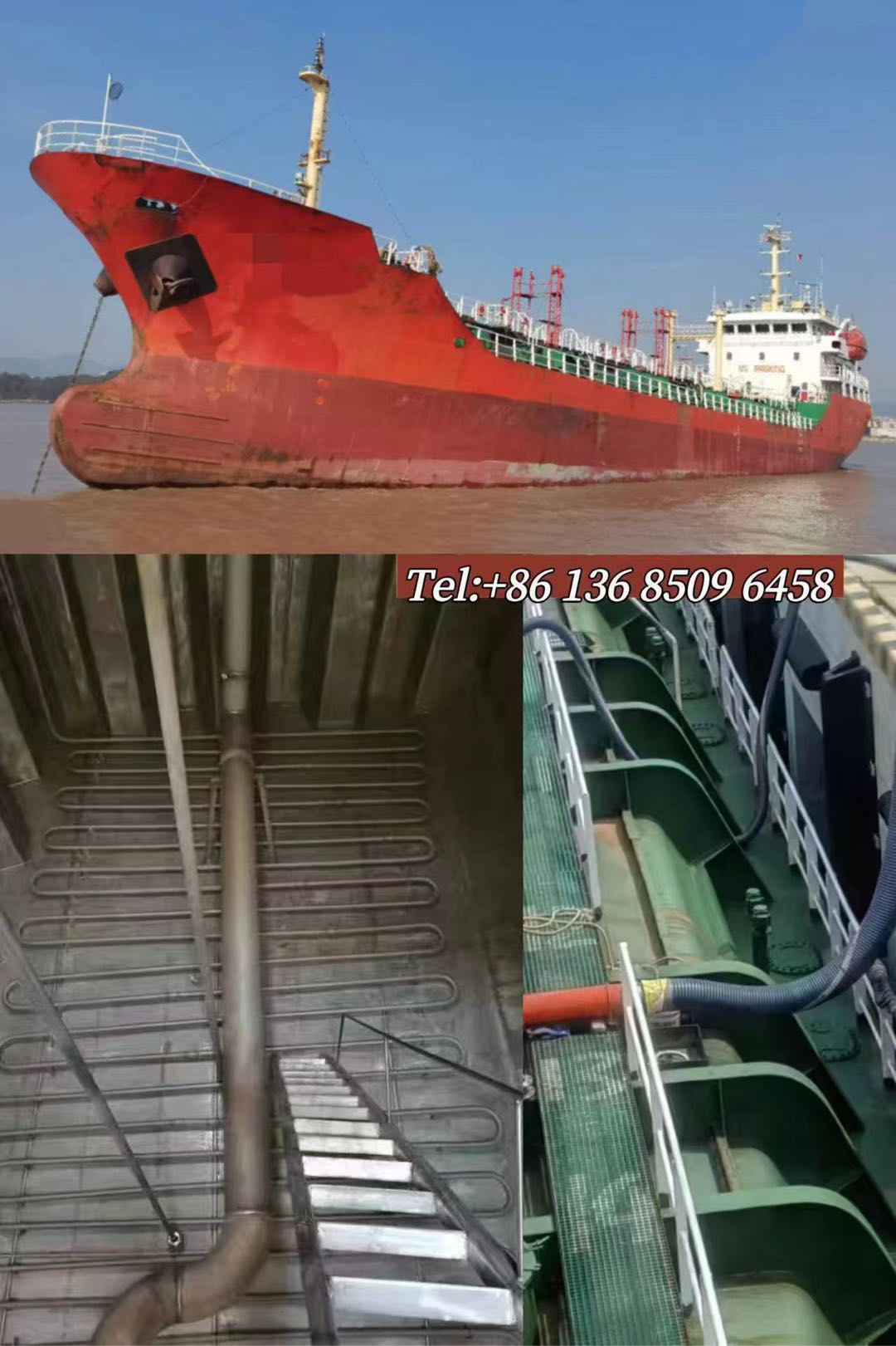 出售：2008年浙江造，2000吨化学品油船，舱内不锈钢结构。 Sale: 2000 ton chemical tanker, made in China in 2008.