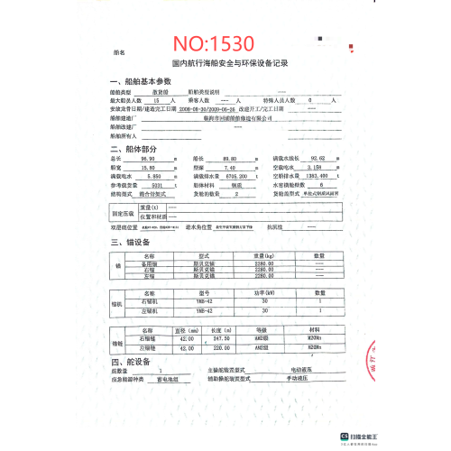 出售编号1530 09年5031吨散货船